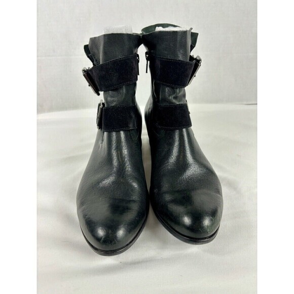 Paul Green Denver Biker Moto Boots Black Leather 8 Harness Buckles - Picture 2 of 12